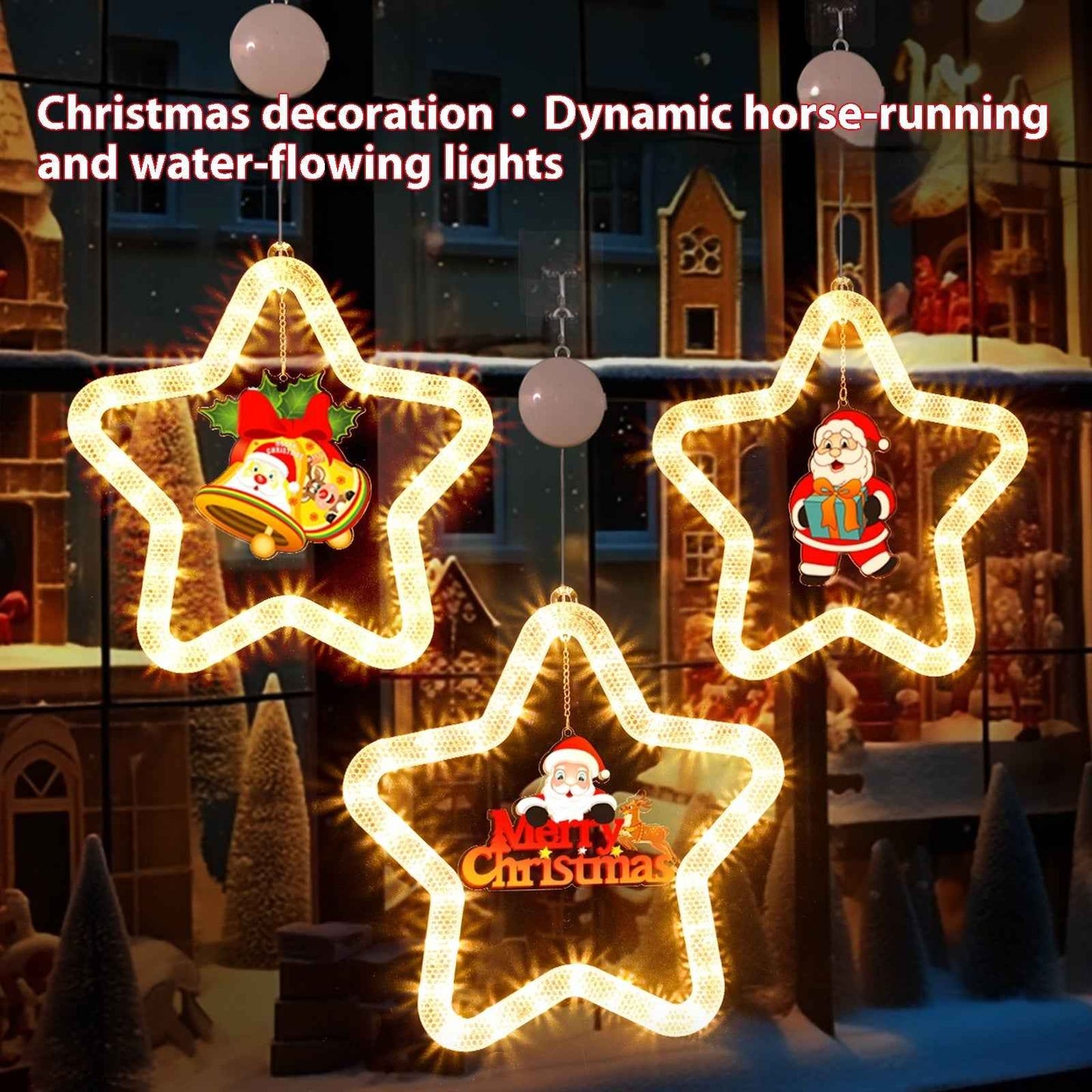 Christmas LED Star Pendant Light - Battery Powered Window Door Decoration with Adhesive - DropOnline.co