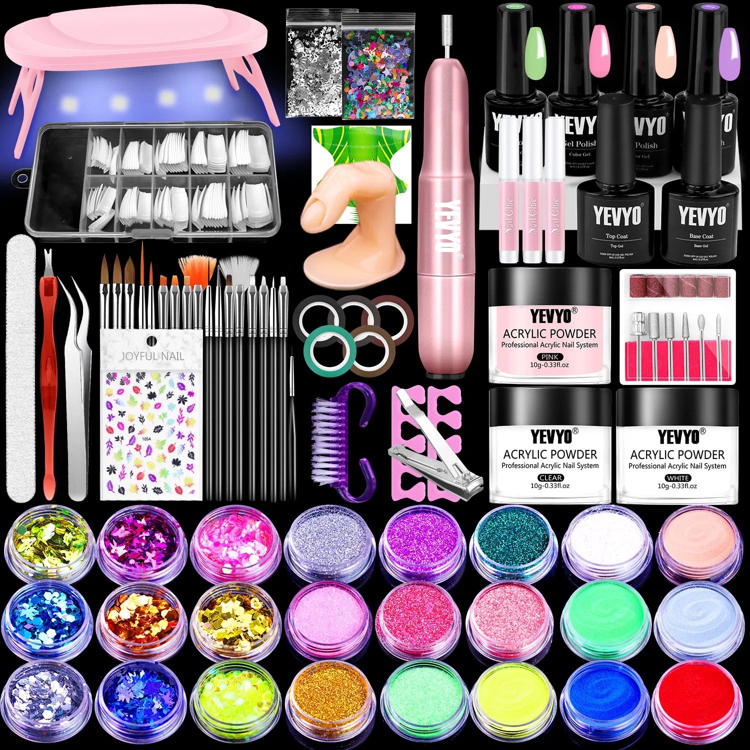 Acrylic Nail Kit With Drill, 4 Colors Gel Polish And UV Light Nail Kit, Birthday Gifts For Women, Valentines Day Gifts For Girl, Professional Nails Kit Acrylic Set With Everything For Beginners - DropOnline.co