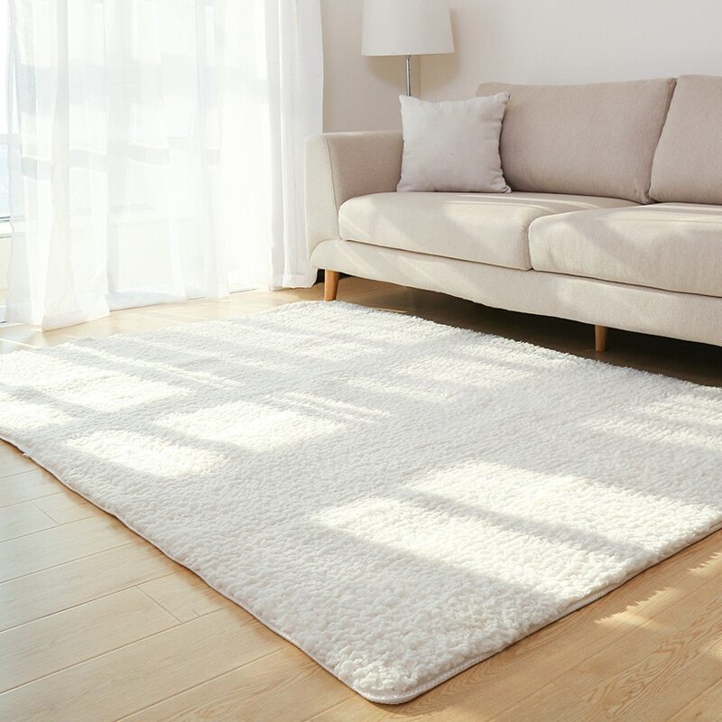 Living Room Rug Area Solid Carpet Fluffy Soft Home Decor White Plush Carpet Bedroom Carpet Kitchen Floor Mats White Rug Tapete - DropOnline.co