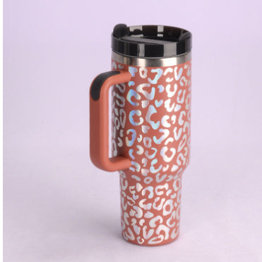 40 Oz Tumbler With Handle Straw Insulated, Stainless Steel Spill Proof Vacuum Coffee Cup Tumbler With Lid Tapered Mug Gifts For Valentine Lover Suitable For Car Gym Office Travel - DropOnline.co