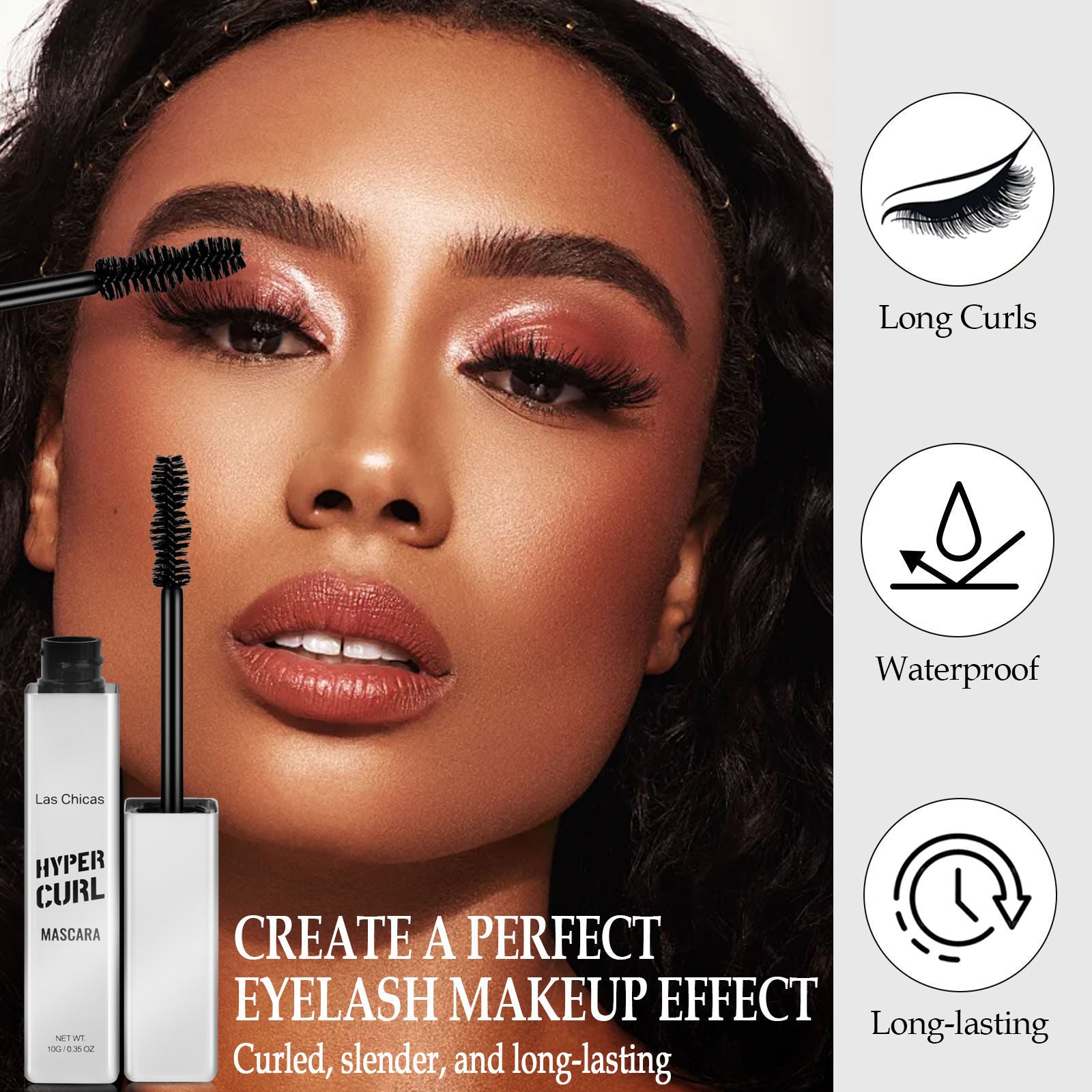 2pcs Las Chicas 12-hour Long-lasting Waterproof 10ml Ultra Volumizing Lengthening Clump-free Oil-proof Black Mascara - DropOnline.co