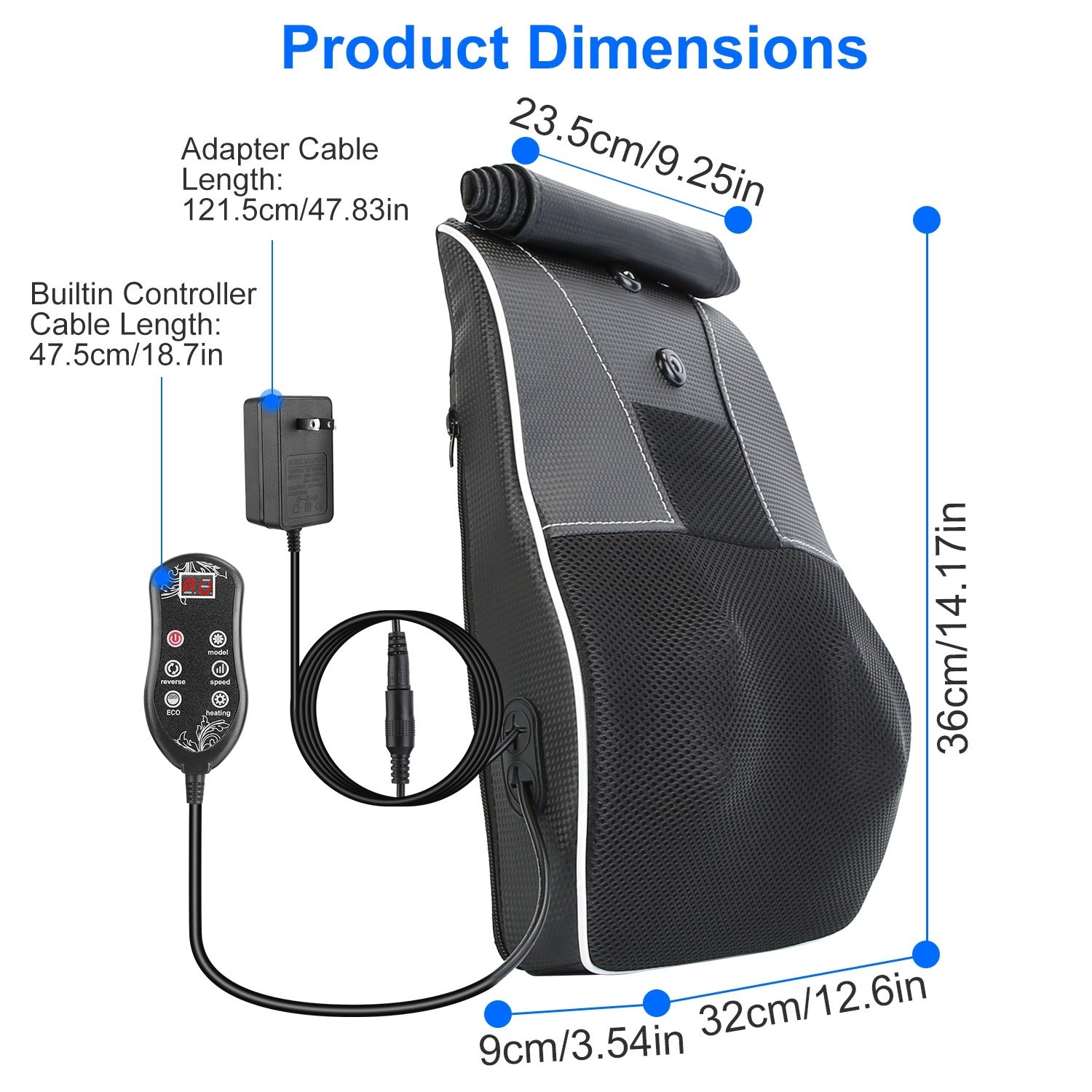 1Pc Back Massager With Heat 3D Kneading Massage Pillow Shiatsu Full Body Massager For Back Neck Waist Arm Abdomen Calf - DropOnline.co