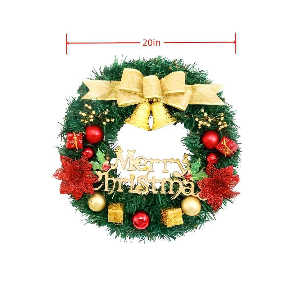 20-inch Bell-style Christmas Wreath - Warm Light & Colored Light Options - DropOnline.co