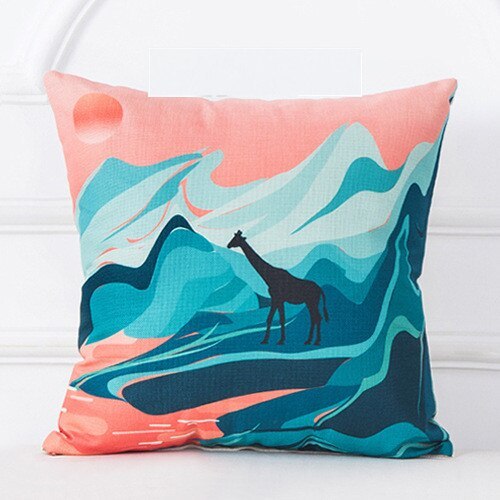 Mountain tree sunrise oil painting cushion cover - DropOnline.co