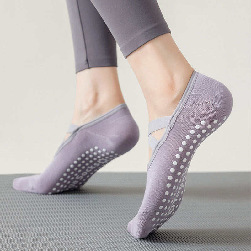 3 Pairs Yoga Socks for Women - Non-Slip Grips for Pilates, Barre & Ballet - DropOnline.co