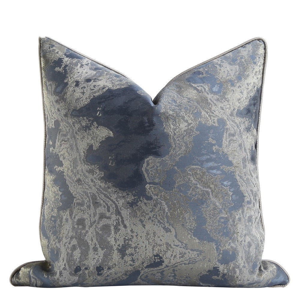 Chinese Ink Painting Cushion Pillow Blue Gray Jacquard Pillowcase - DropOnline.co