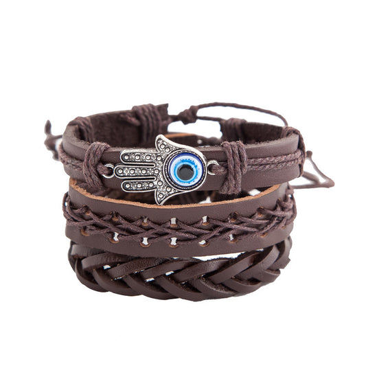 Palm eye leather men's bracelet - DropOnline.co