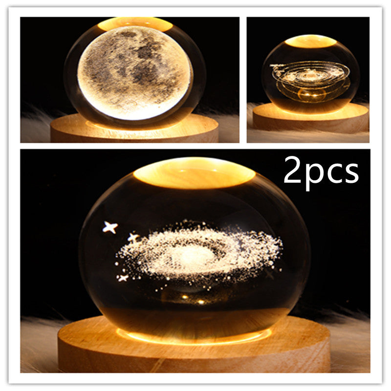 LED Night Light Galaxy Crystal Ball Table Lamp 3D Planet Moon Lamp Bedroom Home Decor For Kids Party Children Birthday Gifts - DropOnline.co
