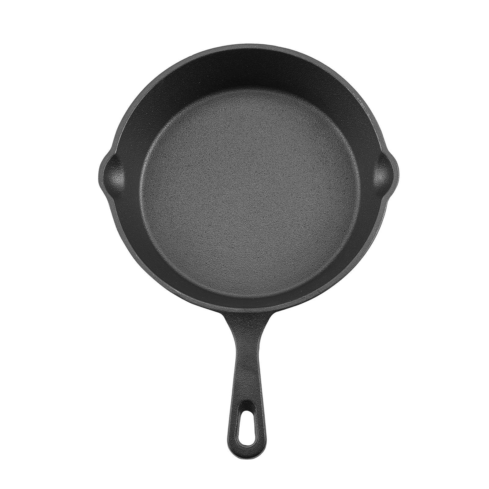 3 Piece Cast Iron Skillet Frying Pan Set 6 8 10 In Handle Pre-Seasoned Black - DropOnline.co