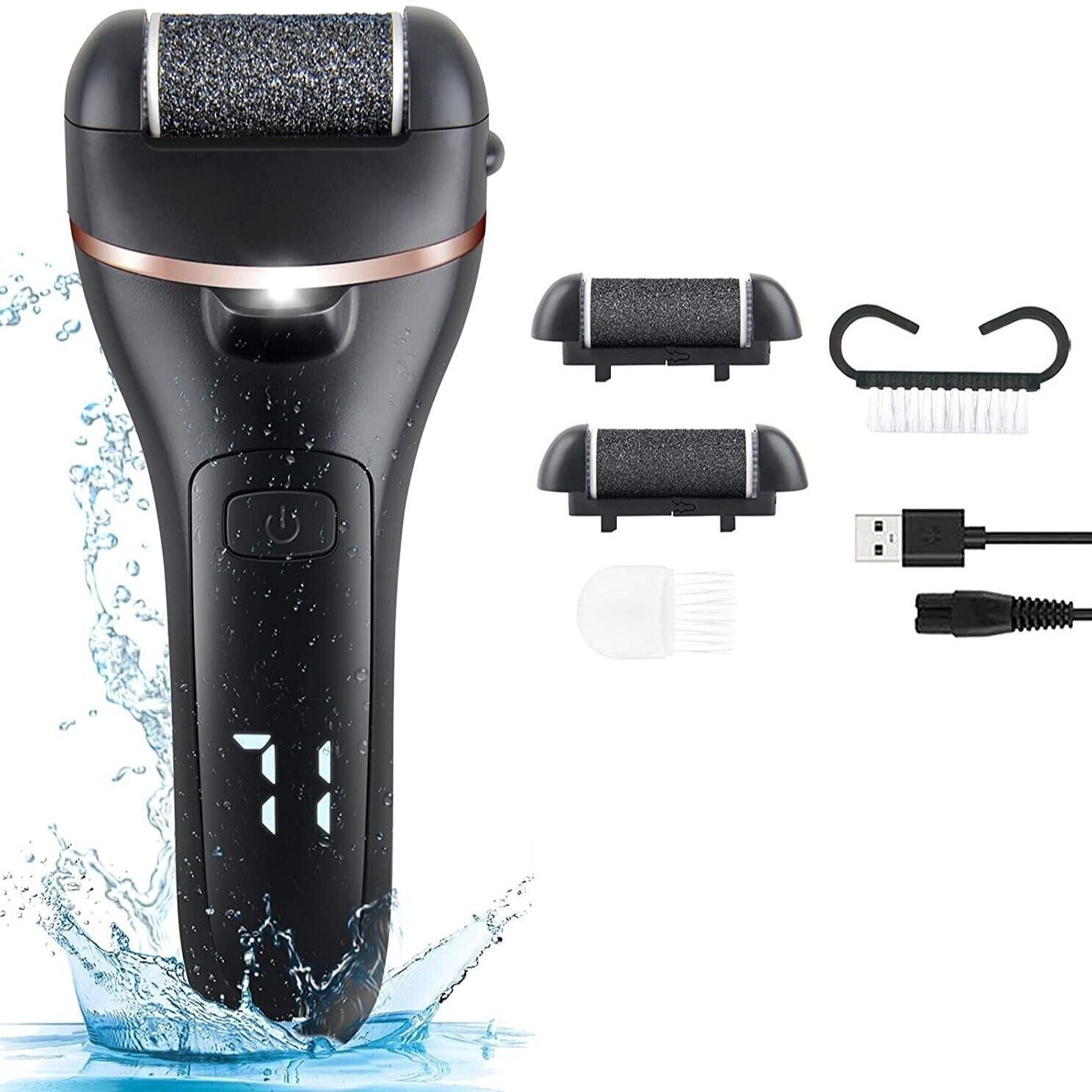 Electric Foot Grinder And Callus Remover, Electric Foot Polisher, Rechargeable Foot Washing And Pedicure Kit, Suitable For Cracked Heels And Dead Skin, With 3 Roller Heads - DropOnline.co