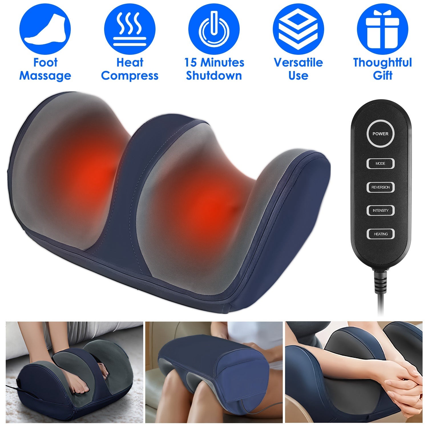 Shiatsu Foot Massager With Heat Foot Calf Thigh Arm Massager Machine With 3 Modes 3 Intensity Levels Gifts For Mom Dad Lover - DropOnline.co