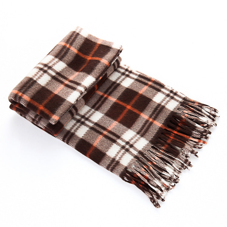 Unisex Black & White Plaid Thermal Scarf - Plus Size Winter Wrap - DropOnline.co
