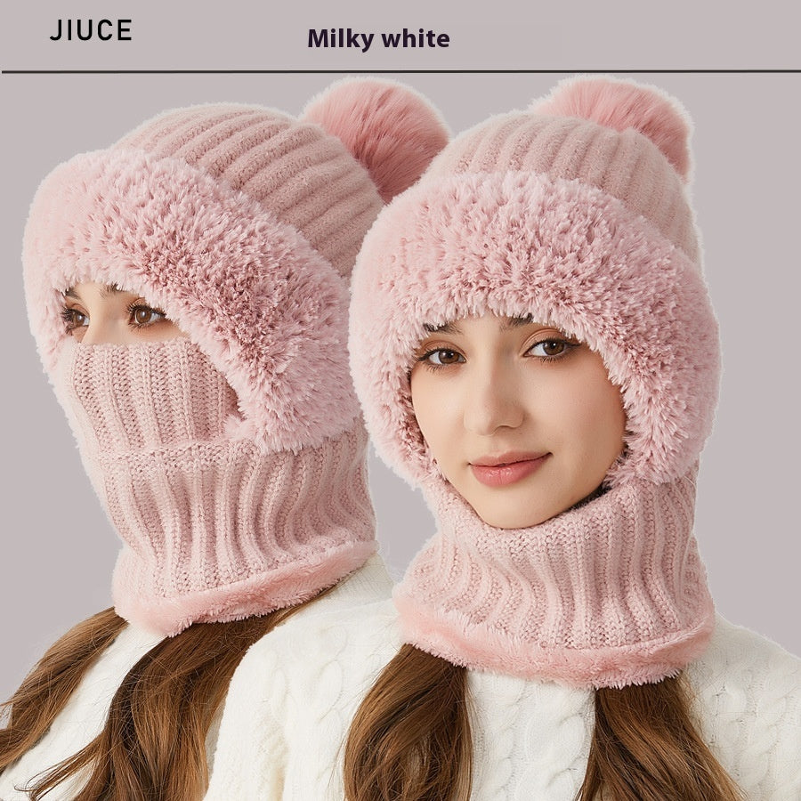 Autumn Winter Color Matching Plush Peaked Cap - Fashion All-Match Warm Hat - DropOnline.co