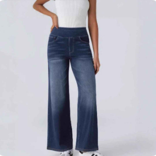 High-waisted Jeans Women Vintage Wash Loose Wide-leg Pants