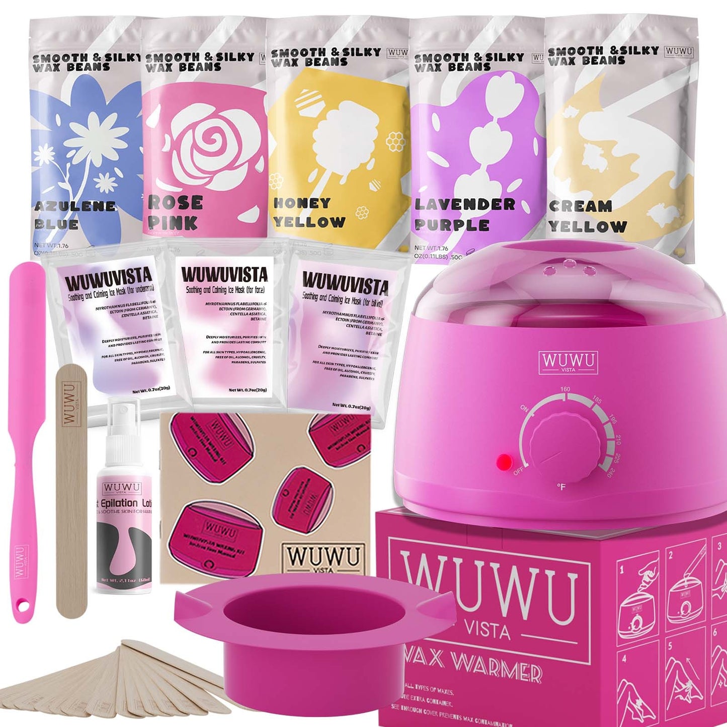 Waxing Kit WUWUVISTA 23 Items Hair Removal Wax Kit With Wax Warmer Waxing Beads For Face, Brazilian, Full Body, Bikini, Sensitiive Skin  Skin Suitable For Plugs Of American, European Specification - DropOnline.co