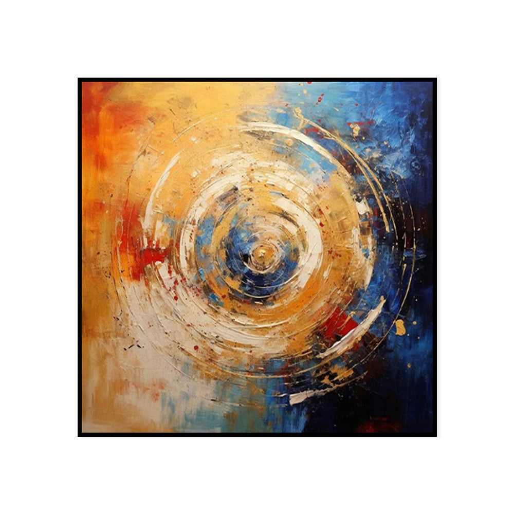 Handmade Oil Painting Canvas Wall Art Decoration Modern Orange Blue Circle Abstract Square Home Dining Room Bedroom Decor Rolled Frameless Unstretched Painting - DropOnline.co