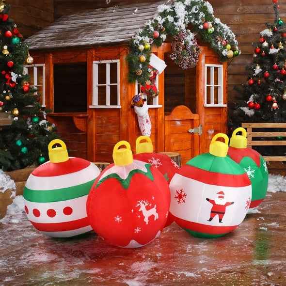 6.9 FT Lighted Christmas Inflatable - Five Christmas Balls with LED Lights - DropOnline.co