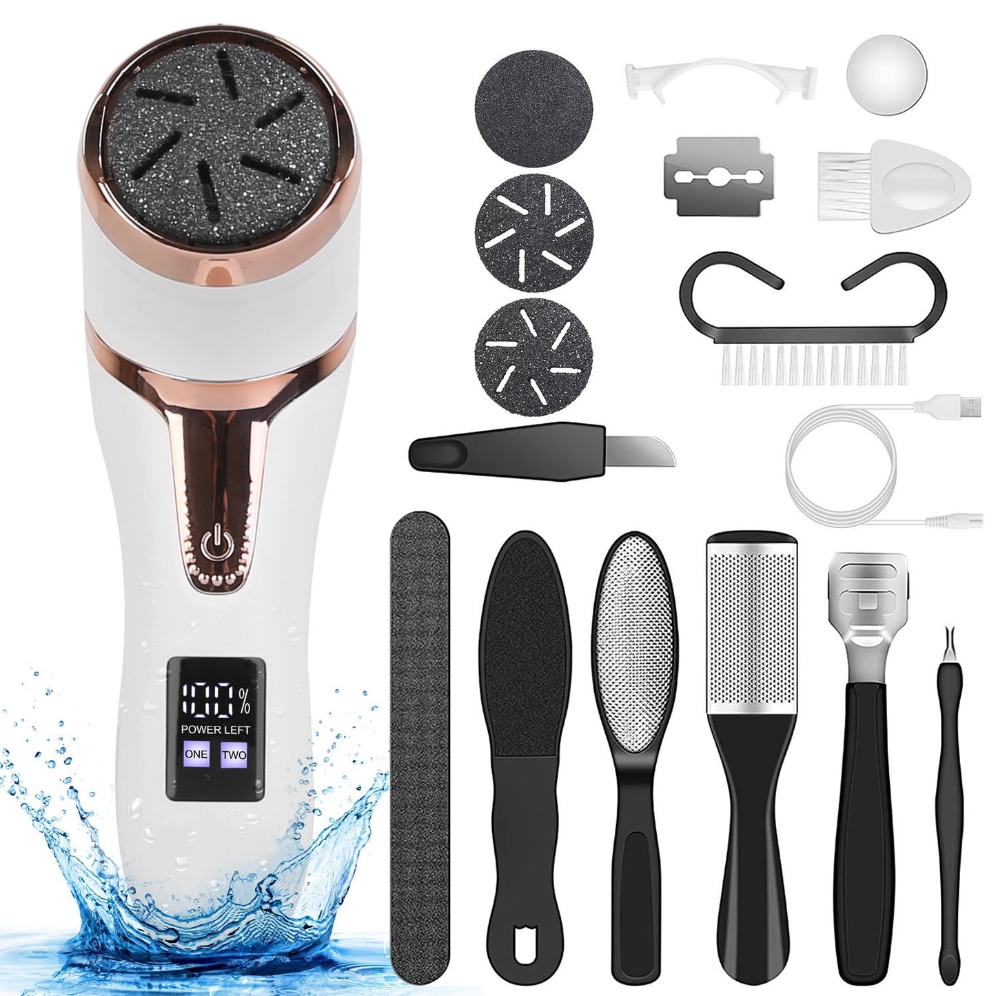 17Pcs Electric Foot Callus Remover With Vacuum Foot Grinder Rechargeable Foot File Dead Skin Pedicure Machine With 3 Grinding Heads 2 Speeds Foot Care Tool - DropOnline.co