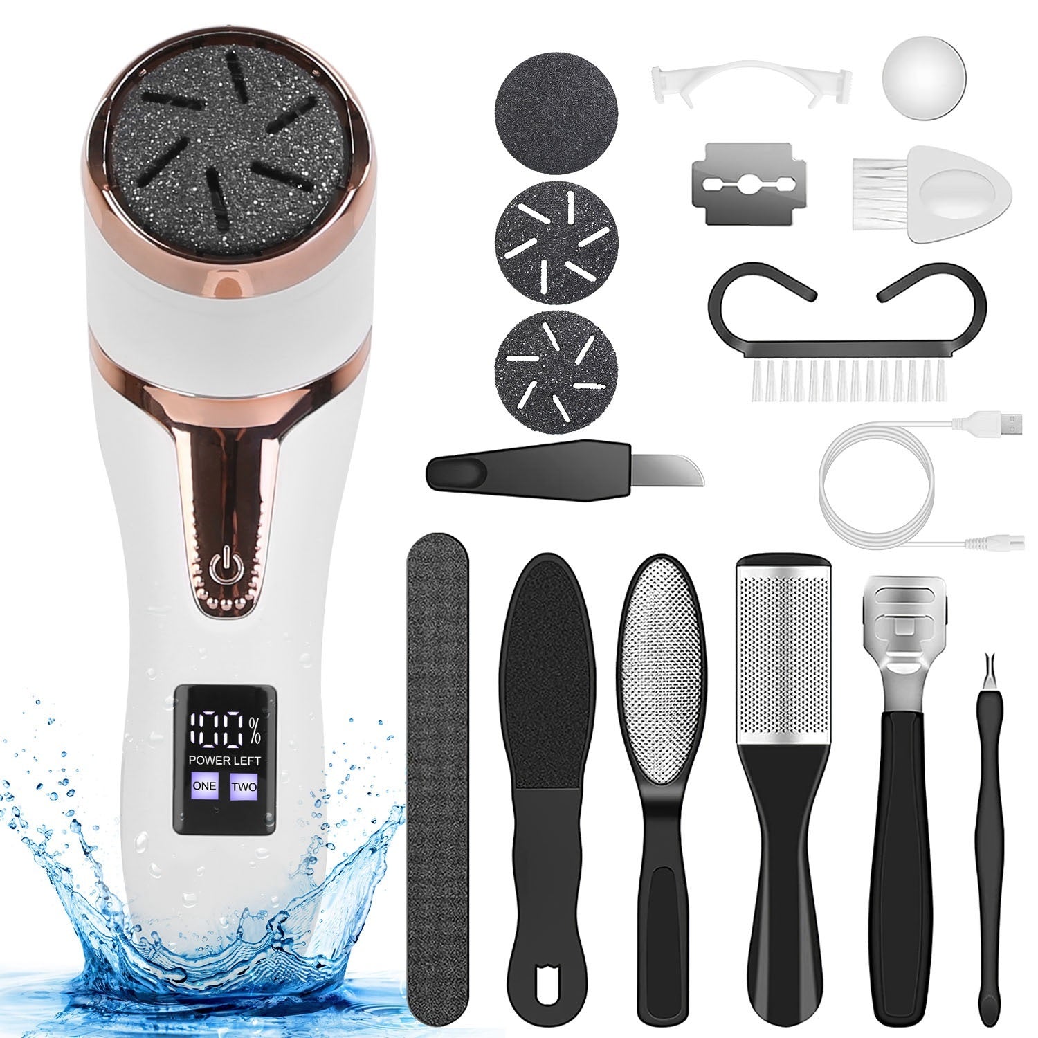 17Pcs Electric Foot Callus Remover With Vacuum Foot Grinder Rechargeable Foot File Dead Skin Pedicure Machine With 3 Grinding Heads 2 Speeds Foot Care Tool - DropOnline.co