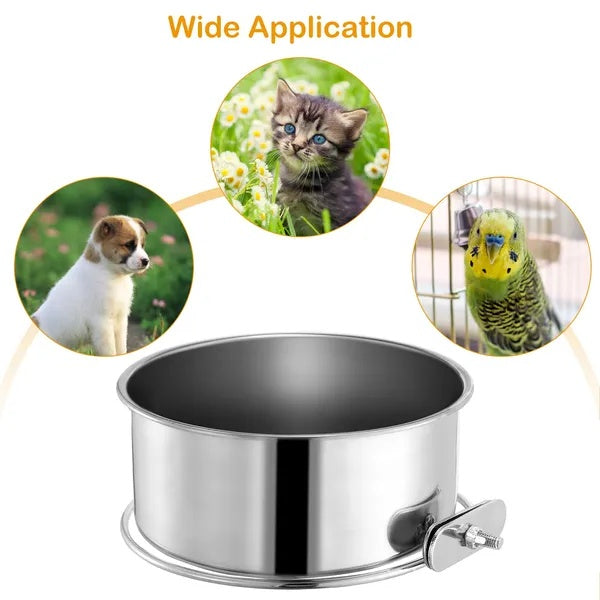 Detachable Pet Cage Food Water Bowl With Clamp Holder - DropOnline.co