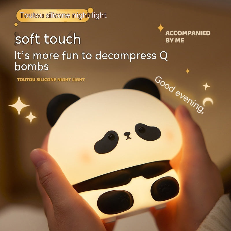 Panda LED Night Light - Cute Silicone USB Rechargeable Touch Lamp with Timing for Children - DropOnline.co