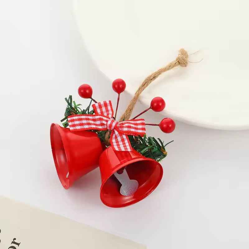 Christmas Double Bell Pendant - Hemp Rope Bow Jingling Decoration (4 Colors) - DropOnline.co