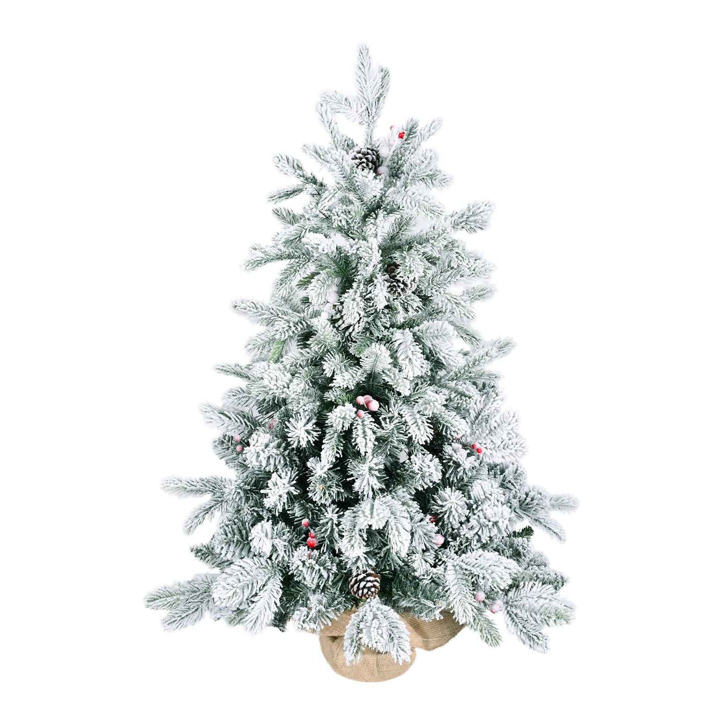 3ft Tabletop Christmas Tree - Snow Flocked with Pine Cones & Red Berries