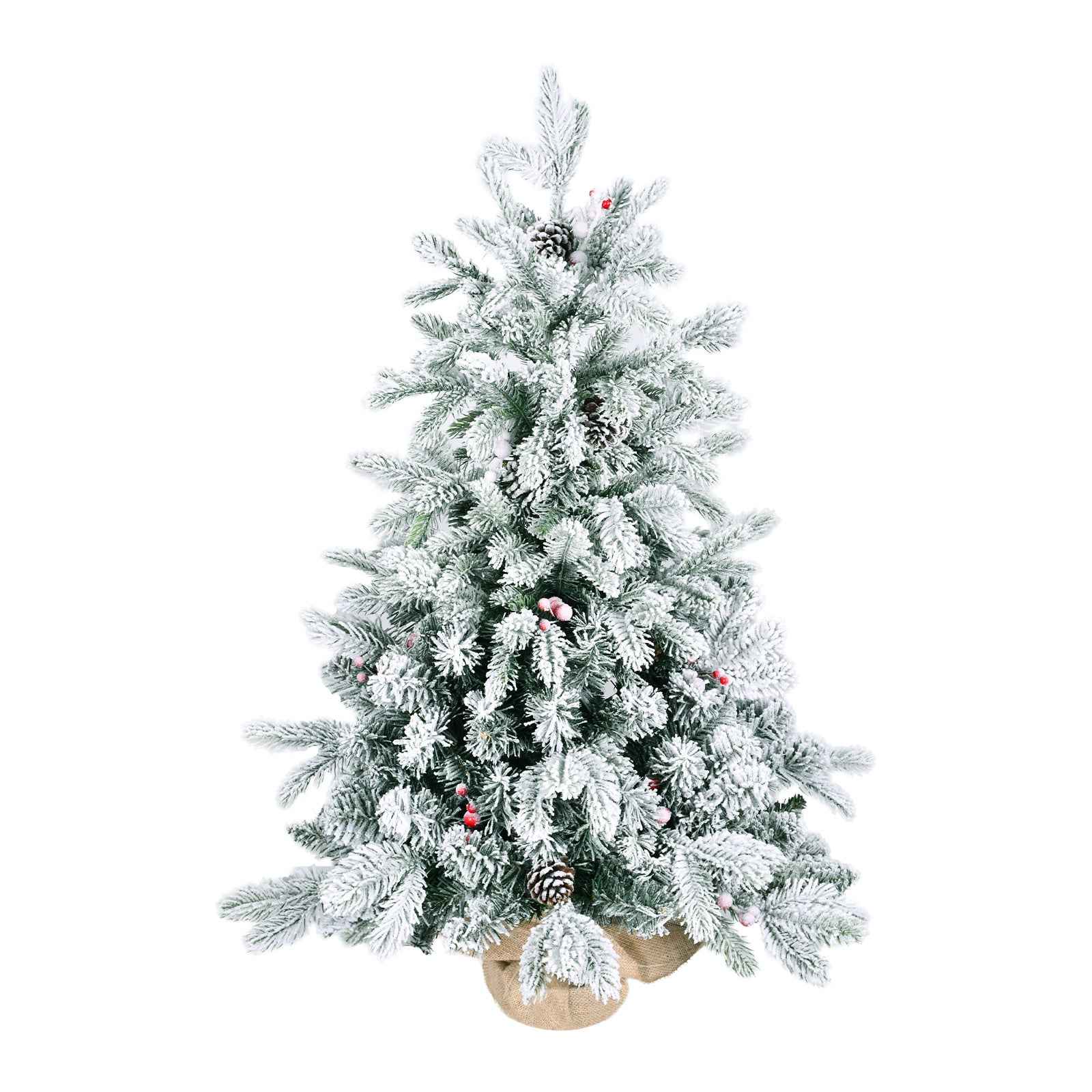 3ft Tabletop Christmas Tree - Snow Flocked with Pine Cones & Red Berries