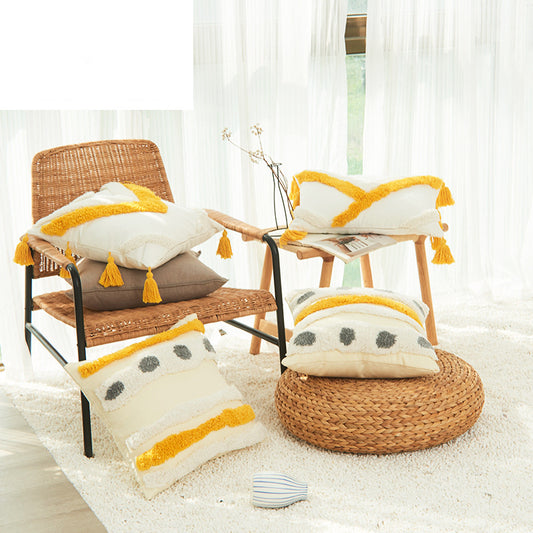 Nordic Moroccan Embroidered Geometric Cushion Cover - DropOnline.co