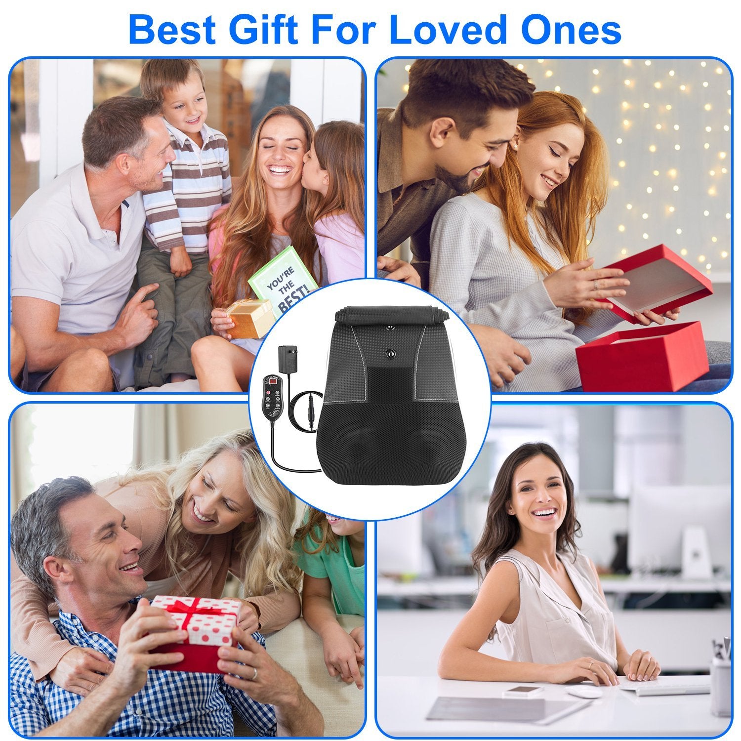 1Pc Back Massager With Heat 3D Kneading Massage Pillow Shiatsu Full Body Massager For Back Neck Waist Arm Abdomen Calf - DropOnline.co