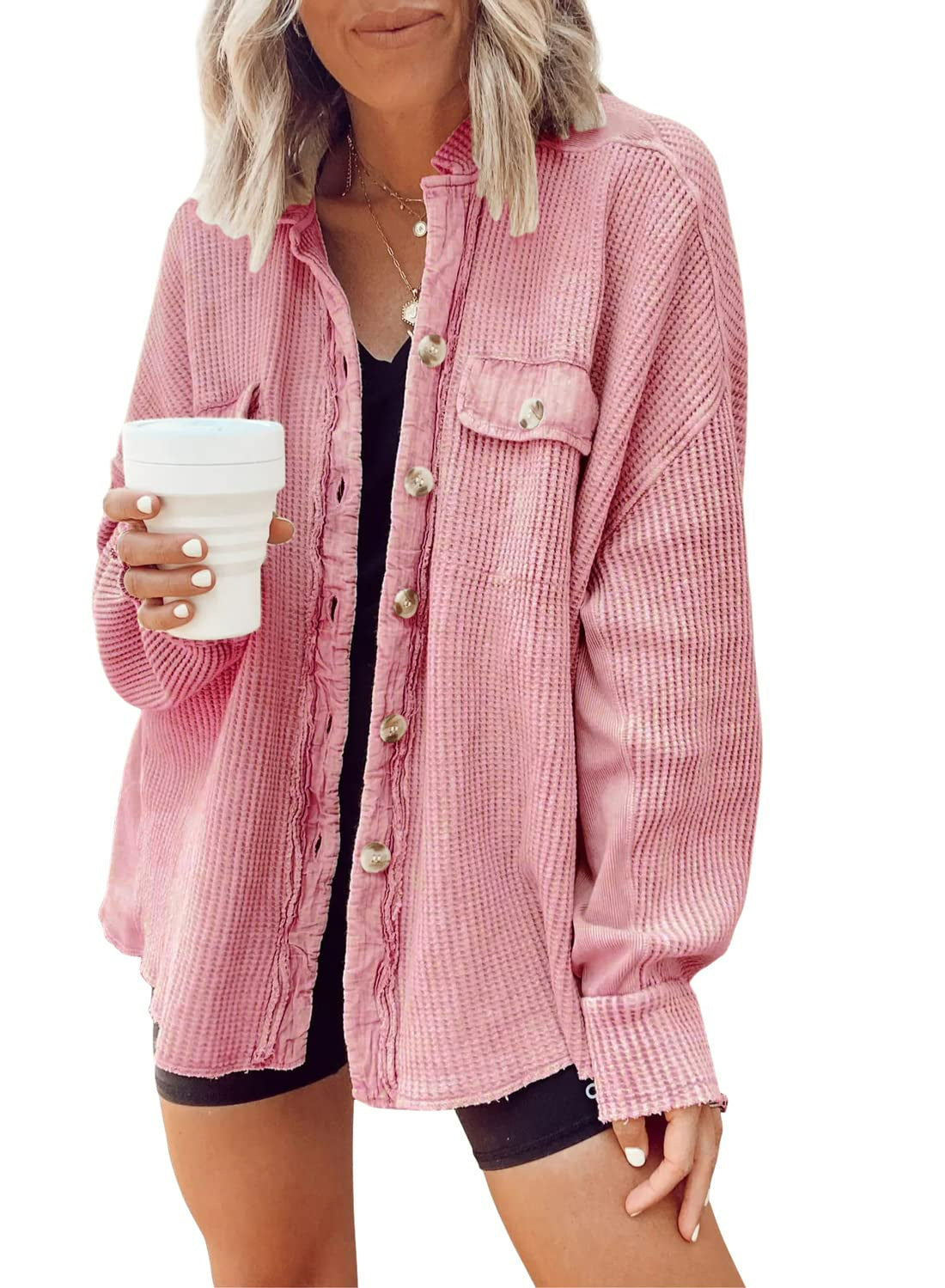 Women's Patchwork Irregular Shirt Jacket - Loose Long Sleeve Top - DropOnline.co
