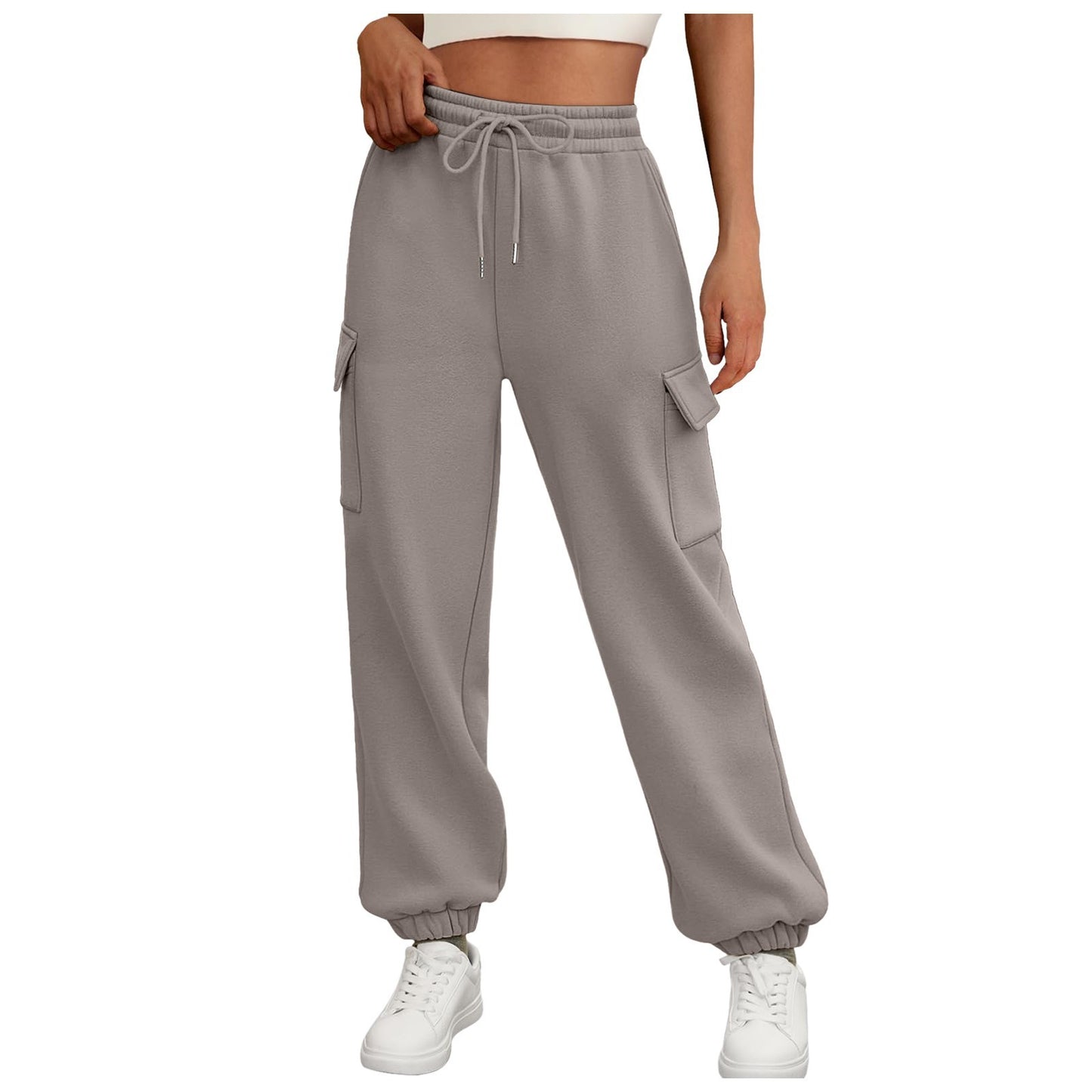 Women's Fleece-Lined Sweatpants - Baggy Athletic Jogger Trousers with Pockets - DropOnline.co