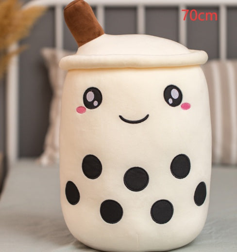 Boba Tea Plush Toy - Cute Strawberry Milk Tea Stuffed Animal Pillow Cushion for Kids - DropOnline.co