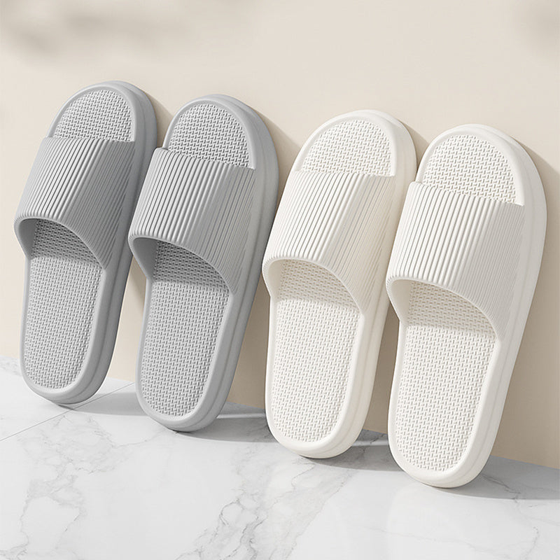 Striped Design Home Slippers For Women Men Soft Anti-slip Floor Bathroom Slippers Solid House Shoes - DropOnline.co