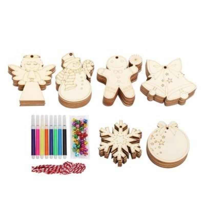 Blank Wooden Christmas Ornament Discs - DIY Craft Decoration Set with Pre-Drilled Holes