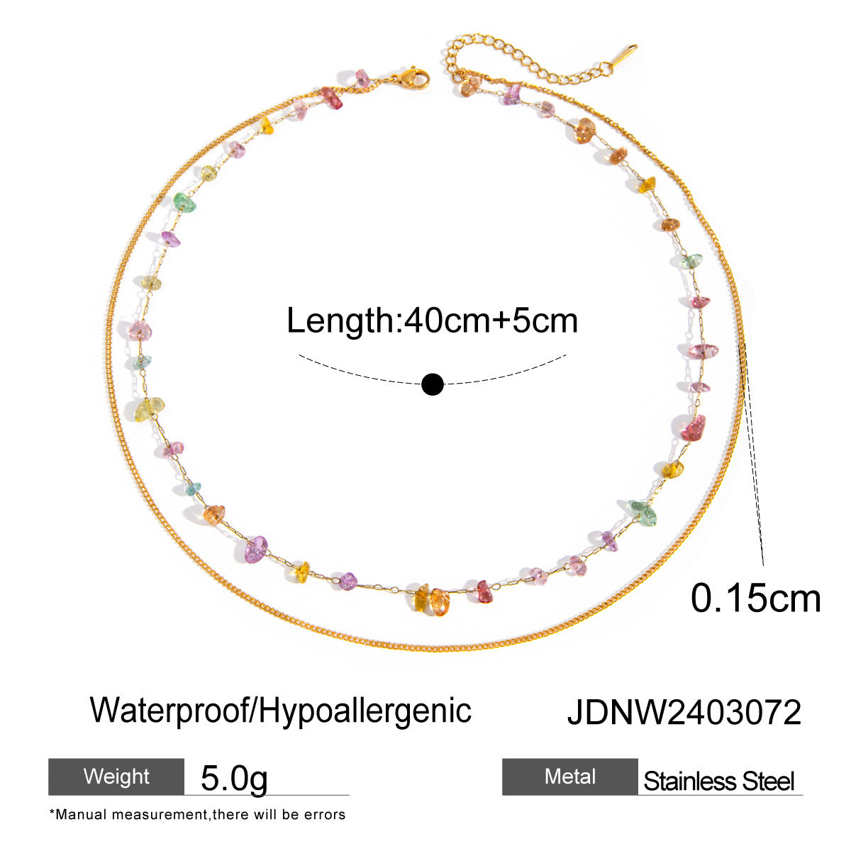 Fashion 18K Gold Stainless Steel Color Broken Stone Chain Ring - DropOnline.co