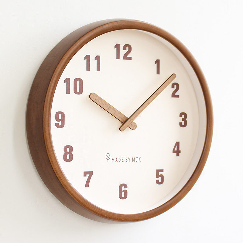 Home Living Room Retro Solid Wood Modern Minimalism Wall Clock Creative - DropOnline.co