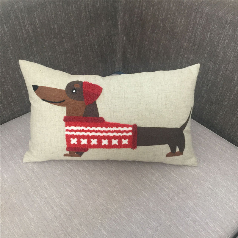 Pillow Embroidered Cushion With Core American Dog - DropOnline.co