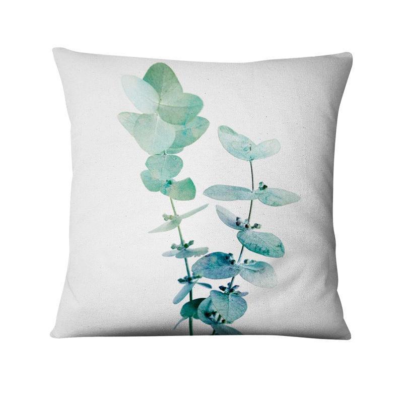 Floral Digital Print Pillowcase Green Plant Cushion Cover - DropOnline.co