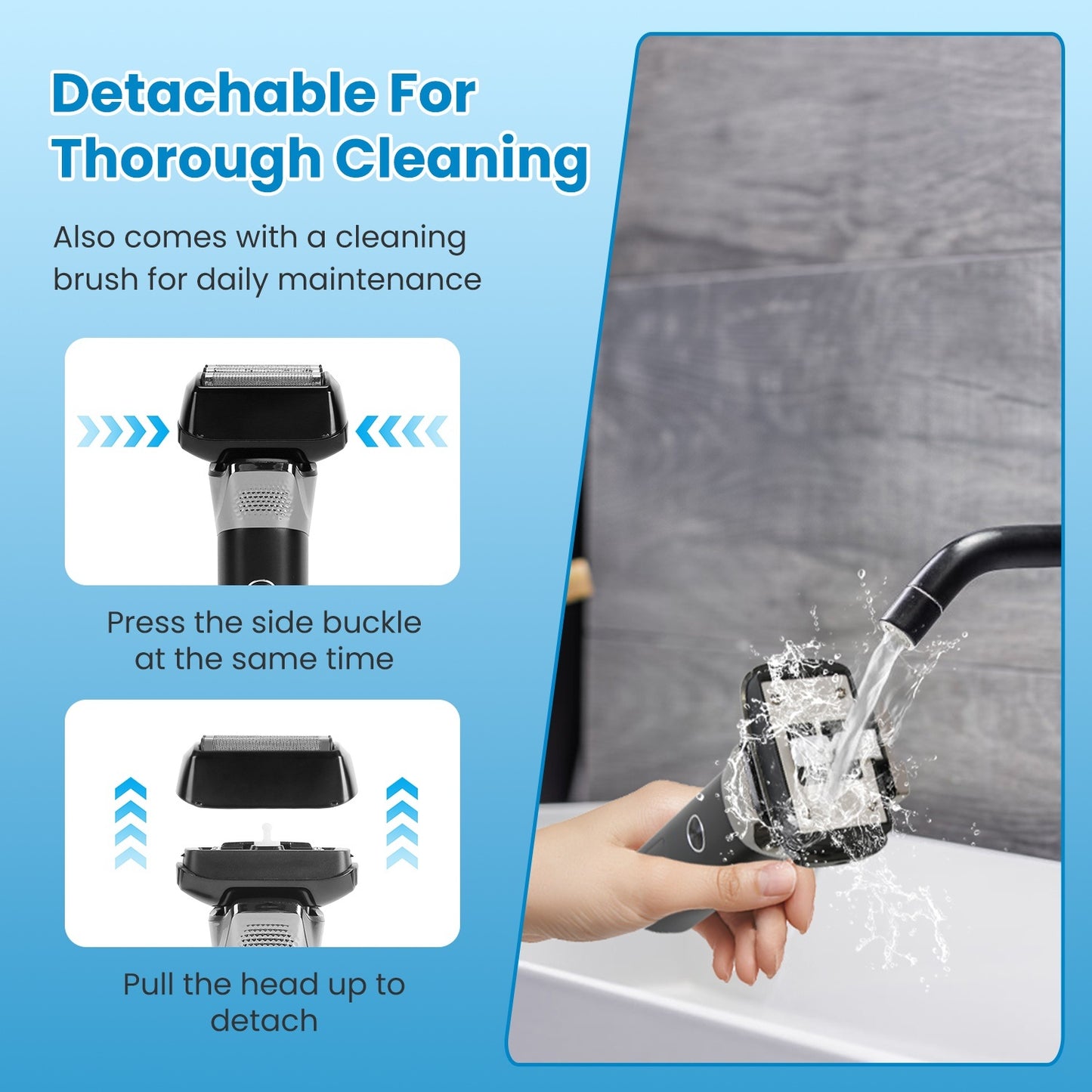 Electric Foil Face Shaver 5-Blade Electric Razor For Men Wet & Dry Jawline Beard Trimmer Precision Sideburn Shavers IPX6 Waterproof With LED Display Cleaning Brushes - DropOnline.co