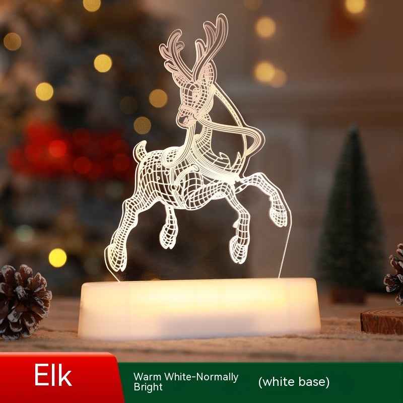 Christmas 3D Acrylic LED Night Light - Decorative Lamp Holiday Gift for Kids & Home - DropOnline.co