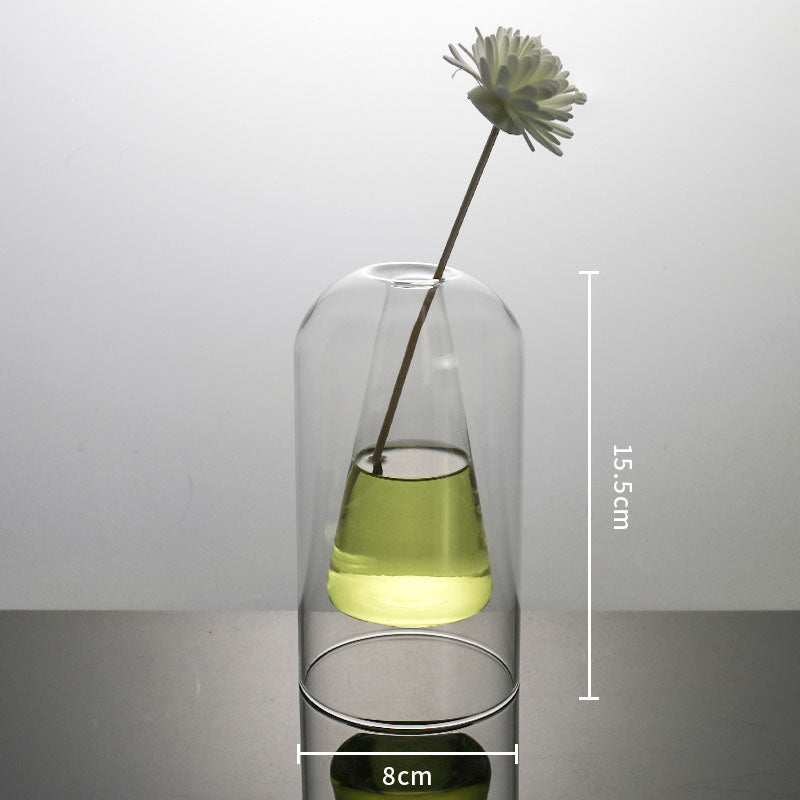 Vases Glass Vase Home Decor Room Decor Modern Wedding Decoration Hydroponic Flower Pot Double Glass Container Crafts Ornament - DropOnline.co
