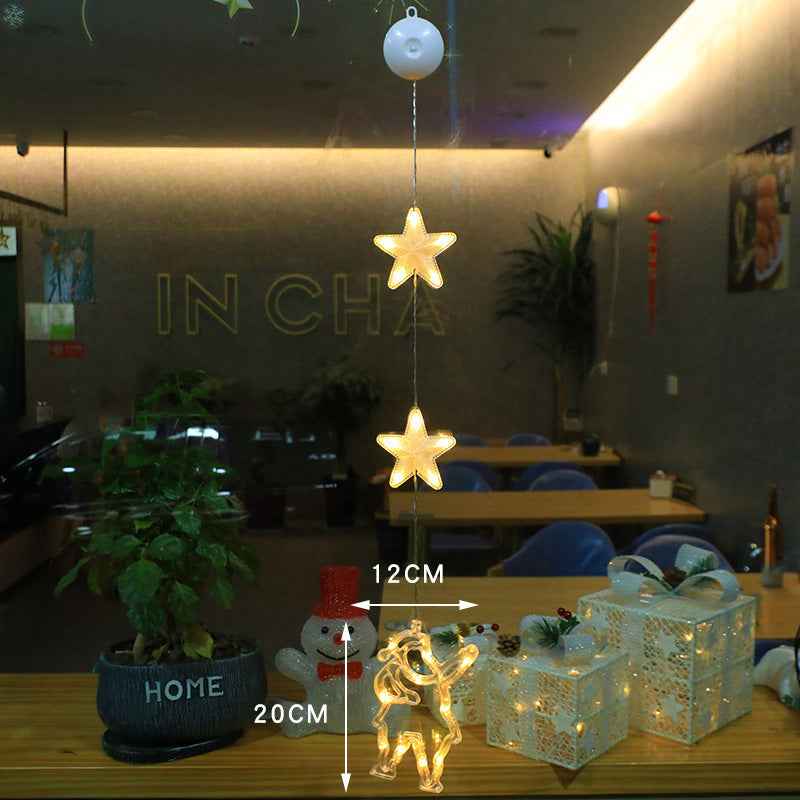 Christmas LED Suction Cup Window Lights 3-Pack - Star Tree Snowflake Hanging Ornaments - DropOnline.co