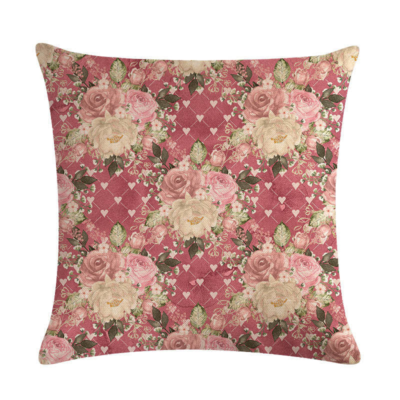 Floral Cushion Cover Cotton Linen Pillowcase - DropOnline.co