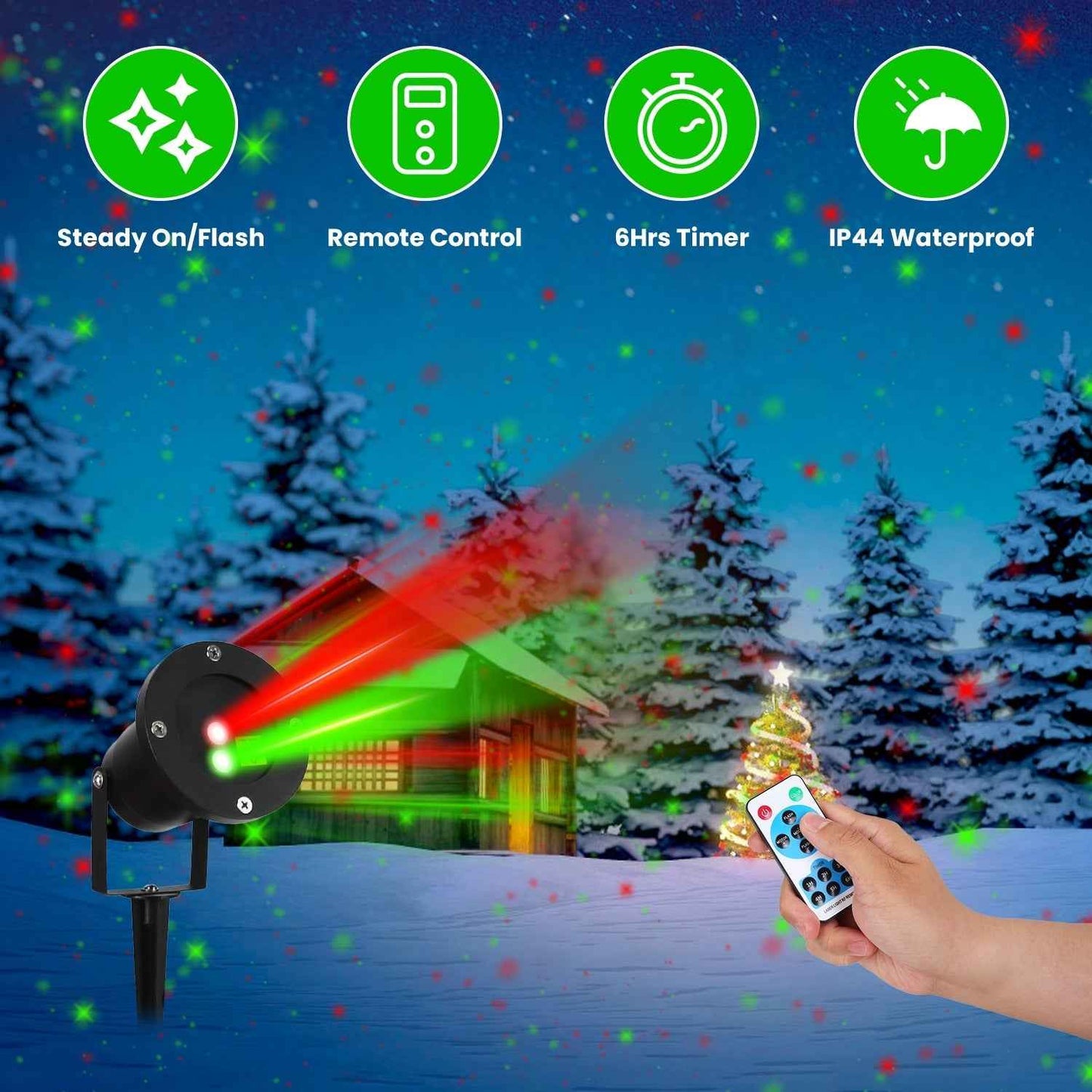 Outdoor Laser Projector Light - Red & Green 3 Modes 12 Speeds IP44 Waterproof - DropOnline.co