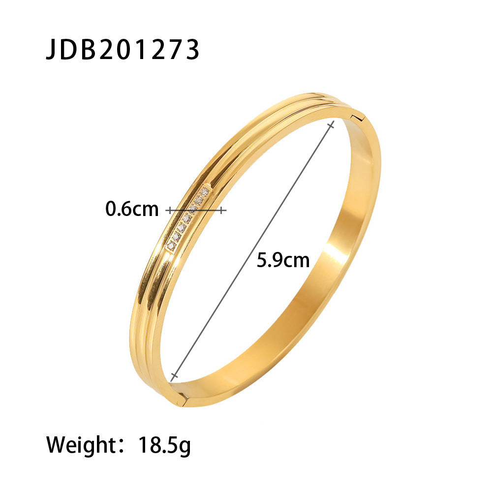 Fashionable And Versatile Gold-plated Stainless Steel Bracelets With Zirconia - DropOnline.co