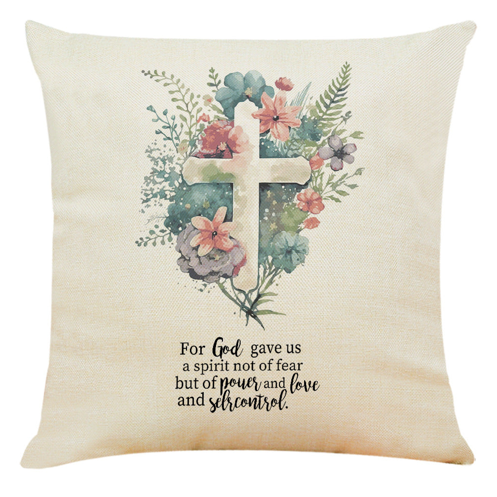 Cotton And Linen Cushion Case Church Cross Printed Car Cushion Home Sofa Cushion - DropOnline.co