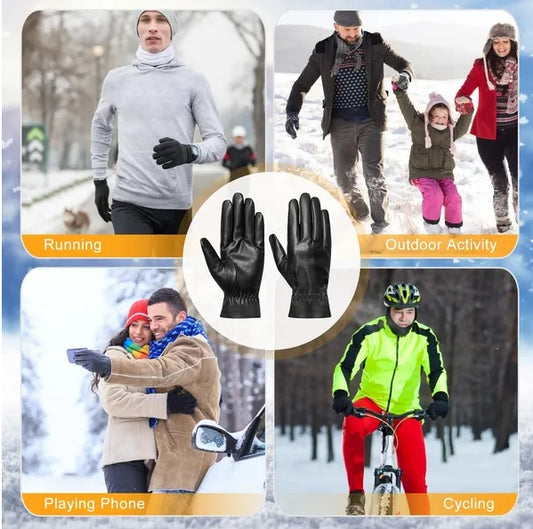 Unisex Leather Winter Gloves - Windproof Cycling & Skiing Gloves - DropOnline.co