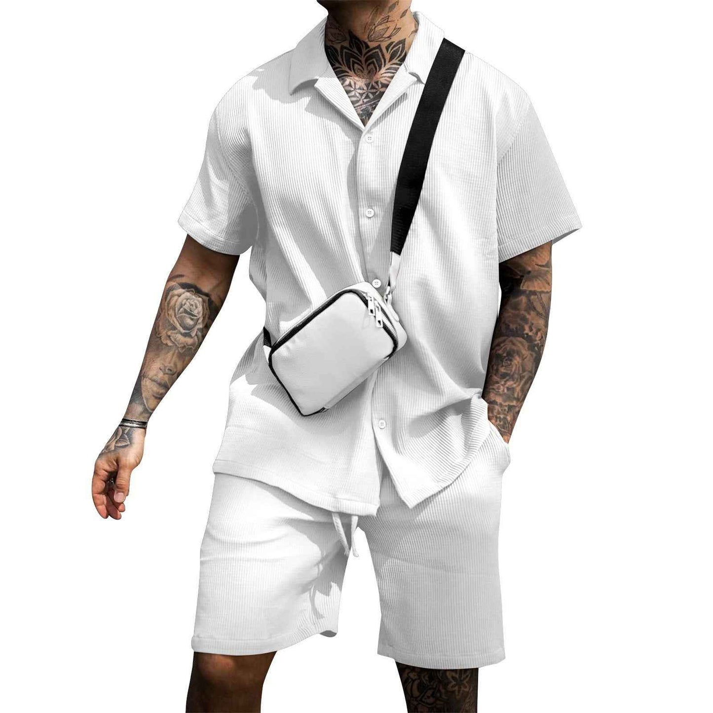 Men's Casual Polo Shirt and Shorts Set - Comfortable 2-Piece Summer Outfit