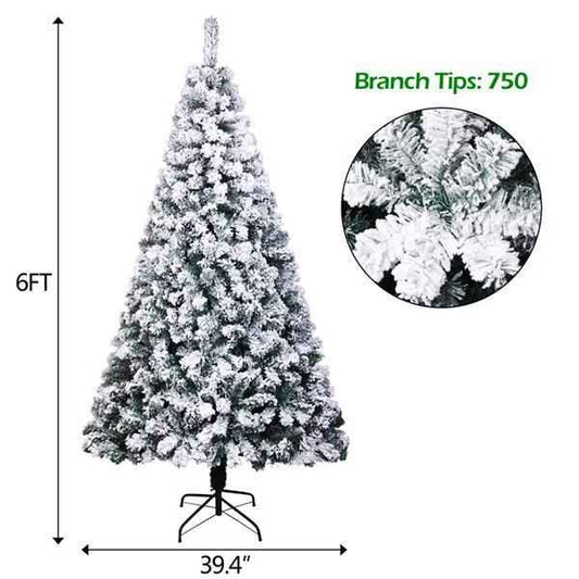 Green Flocking 6ft Christmas Tree - 750 Branches Automatic PVC Tree - DropOnline.co
